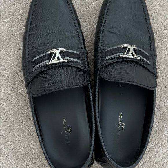 Louis Vuitton Black Leather Slip-On Loafers